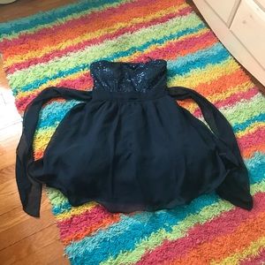 Navy blue strapless dress